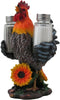 Decorative Farm Rooster Salt and Pepper Shaker Set with Holder Figurine for Rustic Country Kitchen Decor