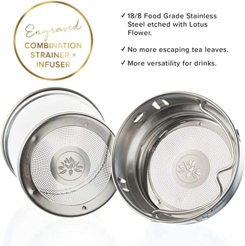 15oz Cozy Sacred Lotus Love Double-Walled Glass Tea Tumbler with Infuser and Strainer - Perfect for Loose Leaf Tea