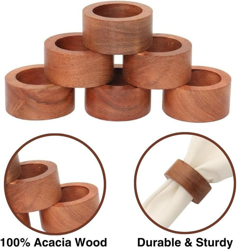 Wooden Napkin Ring for Weddings, Dinner Parties, or Everyday Use (Set of 12, Plane)