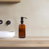 1pcs 16 Oz Countertop Diahom Soap Dispenser Amber Glass Hand Dish Soap Dispensers Stainless Steel Pump for Kitchen Sink