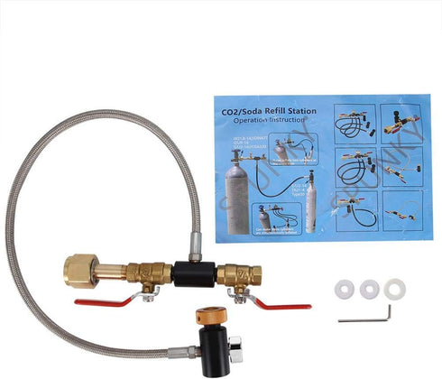 G1/2 CO2 Cylinder Refill Adapter, Stainless Steel Bottle Connector Kit for Soda Maker Accessories with Hose