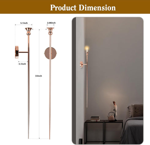Set 2 33 Inch) lobolighting Candle Sconces of Long Wall Candle Holder Gold Candle Sconce Modern Wall Sconces Candle