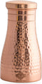 Indian Art Villa Pure Copper Bedroom Water Bottle with Inbuilt Glass & Hammered Shine Design, 32 Oz