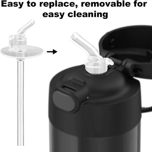 BOXOB 4pcs 12 oz F401 F410 Replacement Clear Straws for Thermos Funtainer Bottles, Kids Toddler Water Bottle Lid
