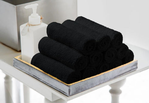24-Pack 12 12 Inch Avalon Towels Cotton Washcloths x Black Super Soft & Absorbent Ring-Spun Cotton Wash Cloths
