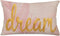 Fukeen Inspirational Words Dream Throw Pillow Cases, Pink Watercolor Paint with Golden Letters, Cotton Linen