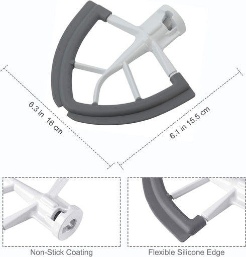 Flex Edge Beater for KitchenAid Mixer - 4.5-5 Quart Flat Beater Paddle with Scraper Attachment