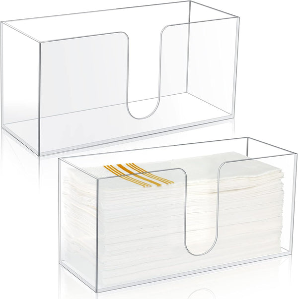 Mumufy 2 Pcs Acrylic Fold Paper Towel Dispenser Countertop Napkins Dispenser Napkin