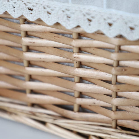 Rectangular Wicker Storage Basket & Bins Container, Organizer Box (Small)