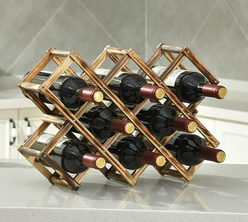Freestanding Stackable Wine Rack Organizer, Foldable Design for Countertop and Cabinets, Scratch-resistant Protector