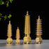 BRABUD 7'' Alloy Fengshui 9 Level Pagoda Wenchang Tower Statue, Protection Business Rises Desk Decor, Golden Color