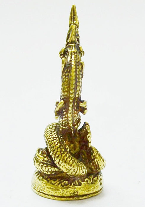 WitnyStore Tiny 1¼" Brass Buddha Statue, Power Naga Mini Statue, Traditional Thai Belief Amulet