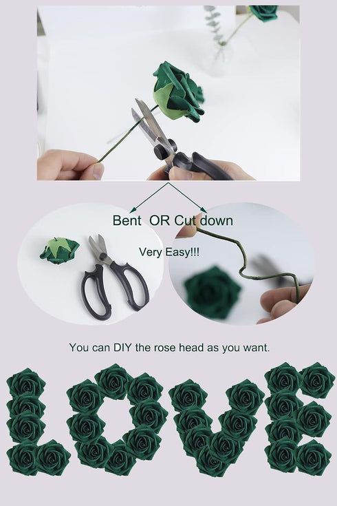 50pcs Artificial Flower, Real Touch Foam Roses Decoration for Wedding Bridesmaid Bridal Bouquet Centerpieces