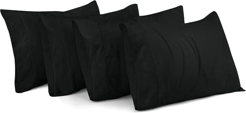 Utopia Bedding King Pillow Cases - 4 Pack Black Soft Brushed Microfiber Fabric, Envelope Closure, 20 x 40 Inches