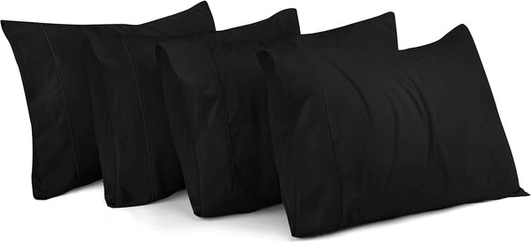 Utopia Bedding King Pillow Cases - 4 Pack Black Soft Brushed Microfiber Fabric, Envelope Closure, 20 x 40 Inches