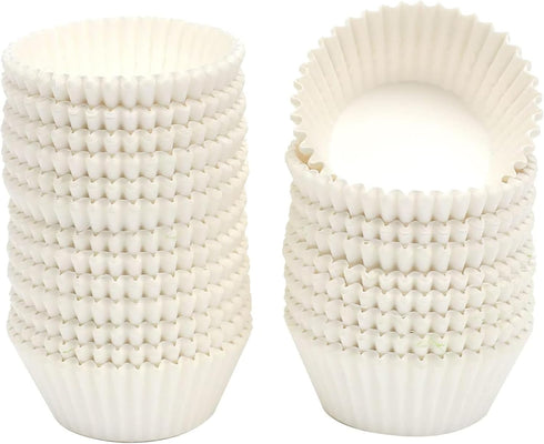 qiqee 300 Count Jumbo Cupcake Liners, White Muffin Liners, Food Grade Baking Cups Paper (Large Size)