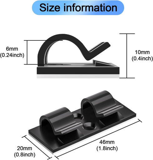 30PCS XHF Black Hooks for Outdoor String Lights Clips, Heavy Duty Adhesive with Holes and Screws, for Hanging Christmas