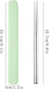 Metal Chopsticks 1 Pair Reusable Chopsticks Stainless Steel Chopsticks with Pull Design Case Portable Utensil for School Home Office Camp Travel Bento Box (Green)