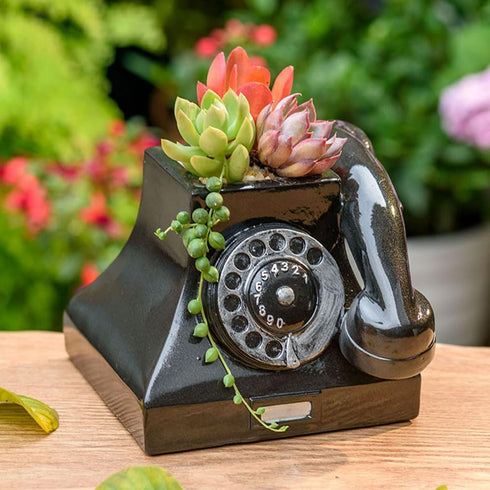 Yardwe 1pc Plant Pot Animal Succulent Planter Pots Telephone Shaper Flowerpot Retro Flower Pot Modern Cute Flower Pots Vintage Flower Pot Garden Flowerpot Outdoor Office Juicy Resin Desk by Yardwe