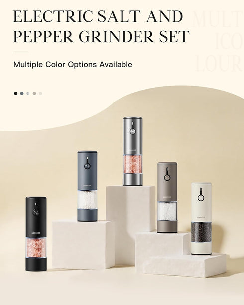 Set, 6 2packBrown Stainless Steel Rechargeable Electric Salt and Pepper Grinder USB Charging with Dust Cover