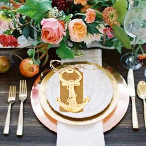 Bodosac 30 Pcs Gold Anchor Bottle Openers, Baby Shower Wedding Party Favors with Bag, Vintage Style, Less Oxidized