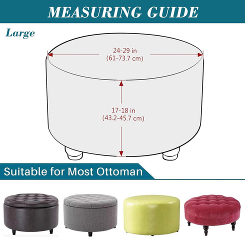 HFCNMY Round Ottoman Cover - Thick Velvet Slipcover with Elastic Bottom - Beige Large