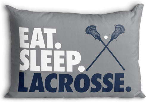 ChalkTalkSPORTS Eat Sleep Lacrosse Pillowcase for Guys, Home Decor, Gray