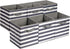 Amazon Basics Collapsible Fabric Storage Cube Organizer with Handles, 10.5 x 10.5 x 11 Inch, White/Light Grey Stripe