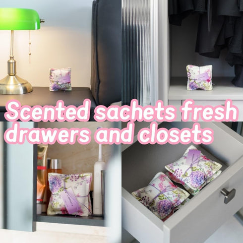 AUCUDA 4 Packs Lavender Scented Sachets Bags for Drawers and Closets, Long-Lasting Fragrance Packets for Fall