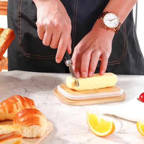 AISBUGUR 4 Pack Butter Spreader Knife, Stainless Steel with White Porcelain Handle, Black