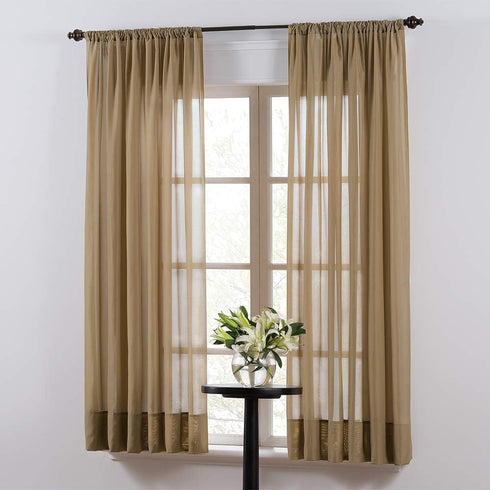 Thermoregulating Semi-Sheer Curtains, Energy-Saving Privacy Panels with UV Light Deflection, Taupe, 108" L x 59" W,