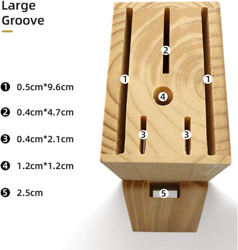 Wooden Knife Block Countertop Knife Holder with Scissors-Slot for Kitchen