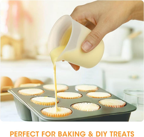 6 100ml/250ml/350ml Aieve Pcs Silicone Chocolate Melting Cups,Reusable Measuring Cups with Scale & Pour Spout, Capacity