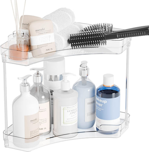 Yieach 2 Tier Corner Bathroom Counter Organizer,Clear Sink Shelf,Bathroom Corner Organizer and Storage