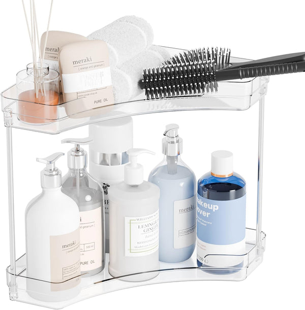 Yieach 2 Tier Corner Bathroom Counter Organizer,Clear Sink Shelf,Bathroom Corner Organizer and Storage