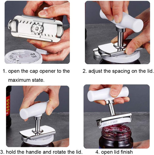 Caliamary Jar Opener for Seniors with Arthritis, Adjustable Stainless Steel Lids Off Easy Opener