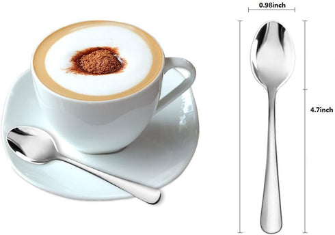 Demitasse Espresso Spoons, 12-piece Mini Stainless Steel Spoons for Coffee, Dessert, Tea, Appetizer (4.7 Inch)