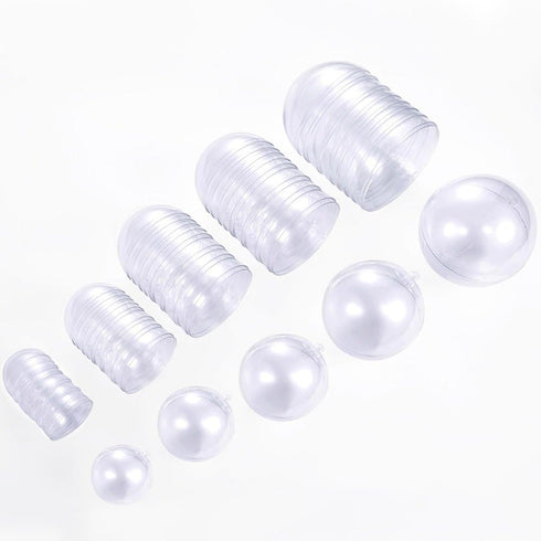 25 Set 50 Pieces Christmas Clear Plastic Fillable Ornaments, DIY Bath Bomb Mold, Acrylic Balls for Wedding Party Decor