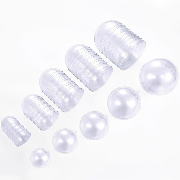 25 Set 50 Pieces Christmas Clear Plastic Fillable Ornaments, DIY Bath Bomb Mold, Acrylic Balls for Wedding Party Decor