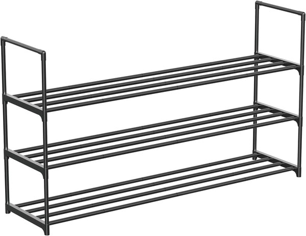 Shoe Rack 3-Tier Metal Shoe Rack - Stylish Black Shoe Organizer for