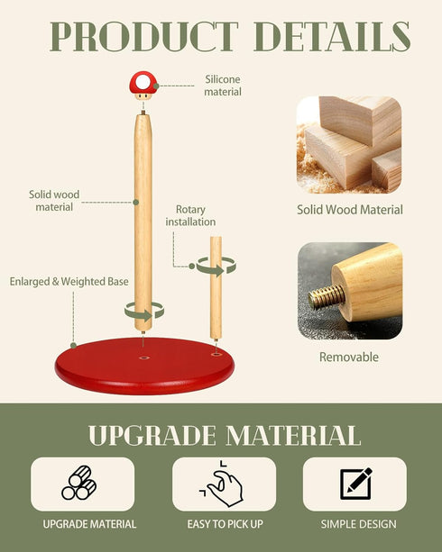 Kitchen Paper Towel Holder - Rustic Wooden Bamboo Stand, Cute Vertical Countertop Holder for Decorative Table Top