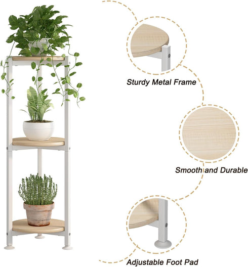 3 (3 Plant Stand Indoor Corner Tall Tier Metal Modern Flower Storage Plant Shelf Holder for Living Room Balcony Garden