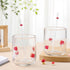 2 Set 2 14 oz Skylety Mushroom Icon Juice Glass Cups - Icon Glass Cup with Straw Double Old Fashioned Cute Pattern
