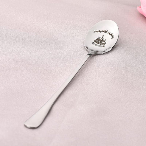 Happy 60th Birthday Spoon Gifts for Women, Men Birthday Gift for 60 Year Old Dad, Mom, Sister, 60th Birthday Gifts