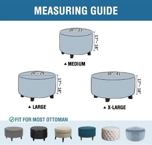 ADPON Ottoman Cover Stretch Ottoman Slipcover Round Ottoman Storage Cover Folding Stool Covers Furniture Protector