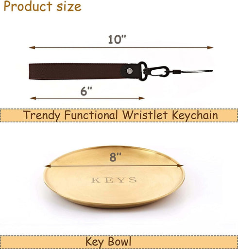 Key Bowl and Keychain Set - Decorative Bowl for Entryway Table, Jewelry Dish, Car Key Plate, Key Tray for Keys