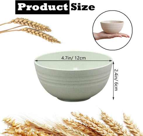 4 PCS 4.7inch Lightweight Wheat Straw Bowls - Unbreakable Cereal Pasta Bowls, Microwave & Dishwasher Safe, Beige