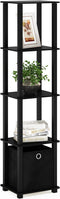FURINNO Decorative Shelf With Bin, Black