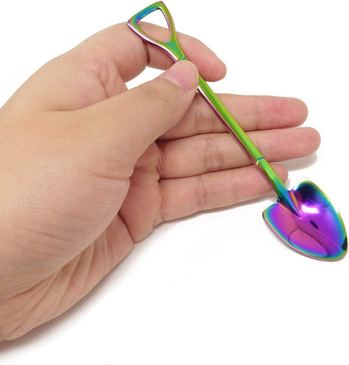 Honbay 4PCS Stainless Steel Shovel Shape Coffee Ice Cream Dessert Spoons for Home and Party (colorful)