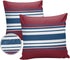 Navy Blue Burgundy Red Color Stripe Outdoor Pillow Covers Set of 2, Waterproof Throw Pillow Case, Cotton Linen